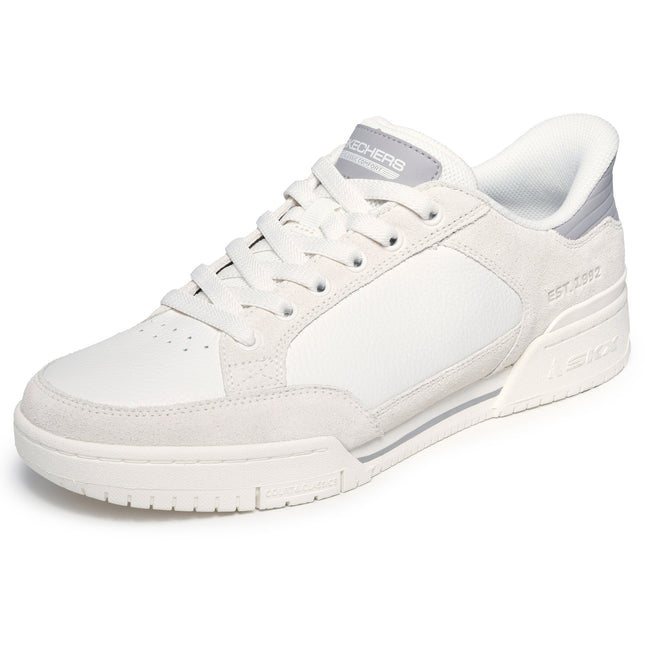 Skechers 254204 — RECOIL - PERSIUS OFWT White Slip-ins Leather Blucher Slip On Sneaker w/ Microfiber Overlays