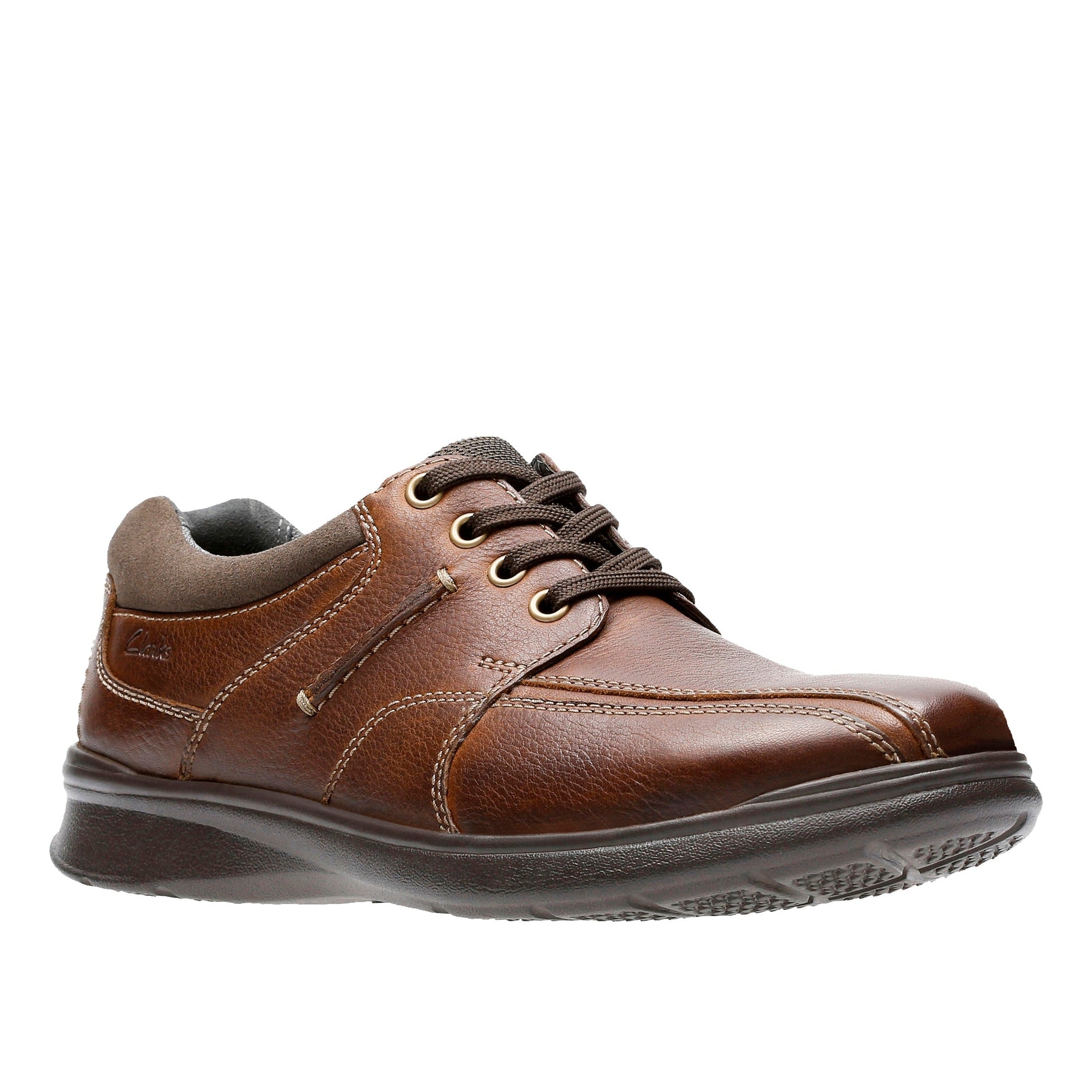 Clarks Men’s Cotrell Walk Tobacco Leather Lace-Up Shoes – Classic Casual Leather Shoes with Cushioned Comfort & Lightweight EVA Sole