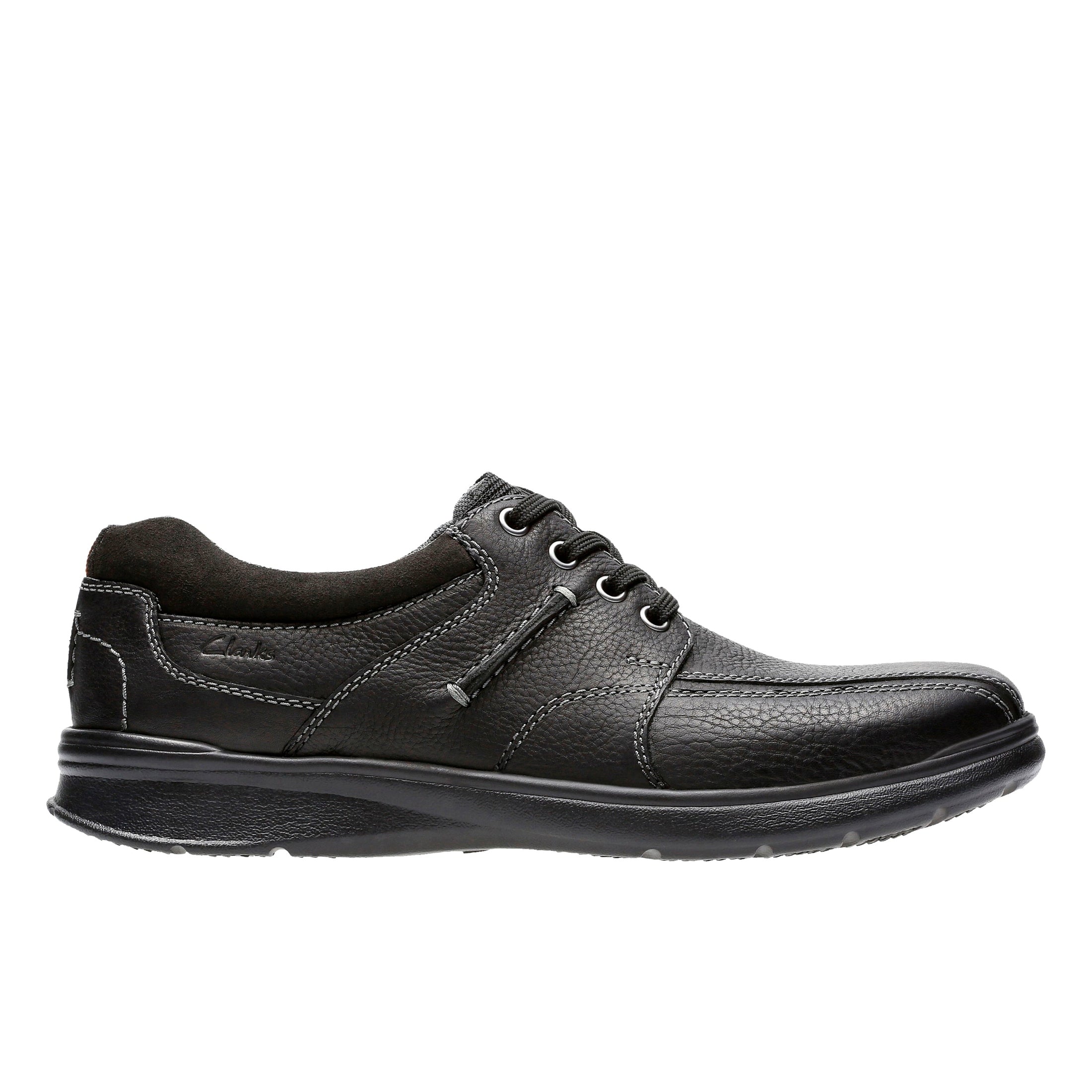 Clarks Cotrell Walk Black Oily Leather - Wide Width - Lightweight & Long-lasting
