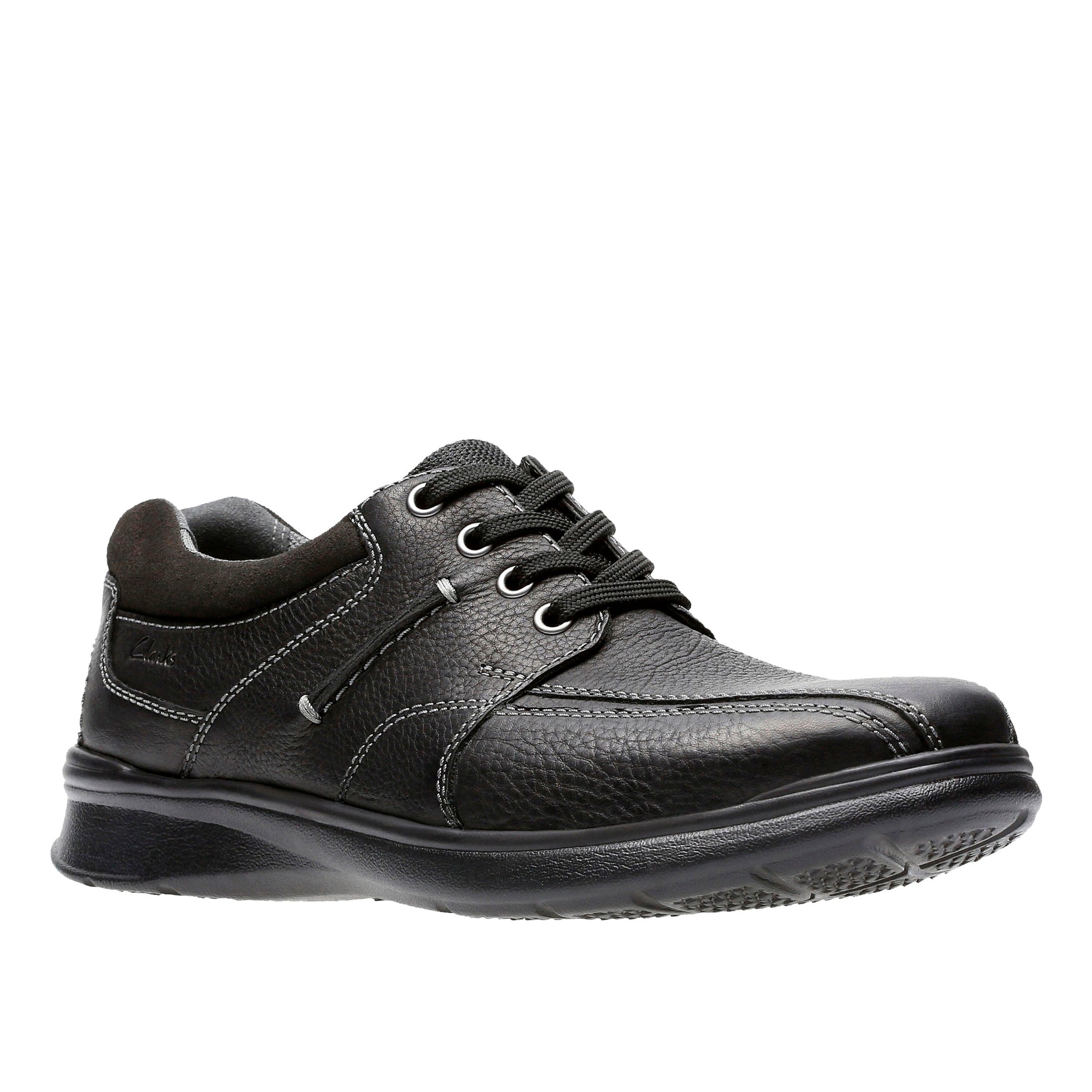 Clarks Cotrell Walk Black Oily Leather - Wide Width - Lightweight & Long-lasting