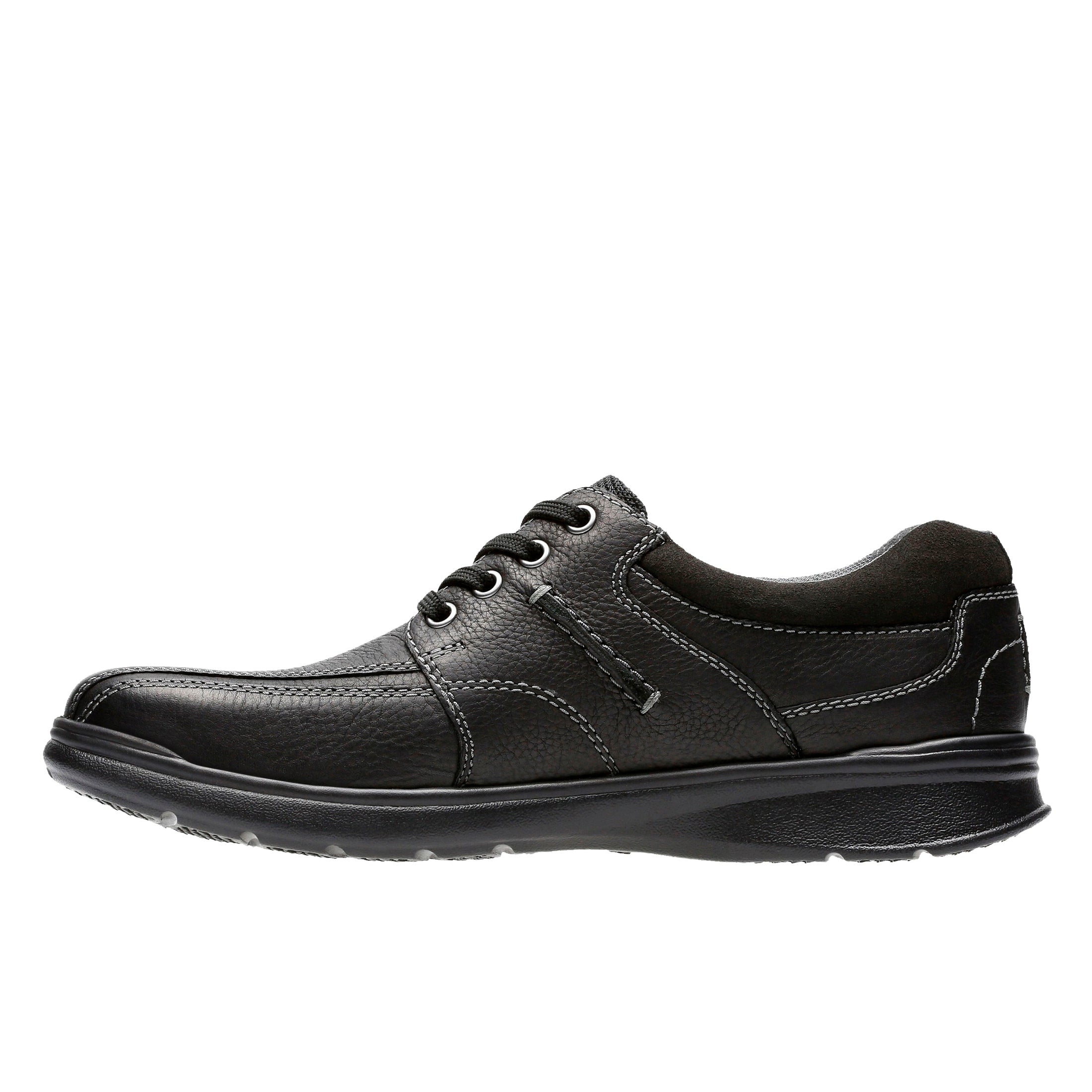 Clarks Cotrell Walk Black Oily Leather - Wide Width - Lightweight & Long-lasting