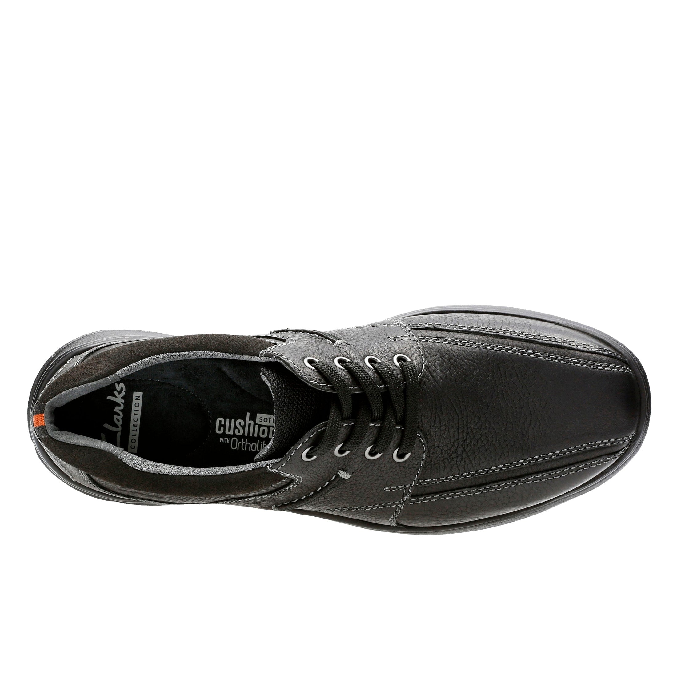 Clarks Cotrell Walk Black Oily Leather - Wide Width - Lightweight & Long-lasting
