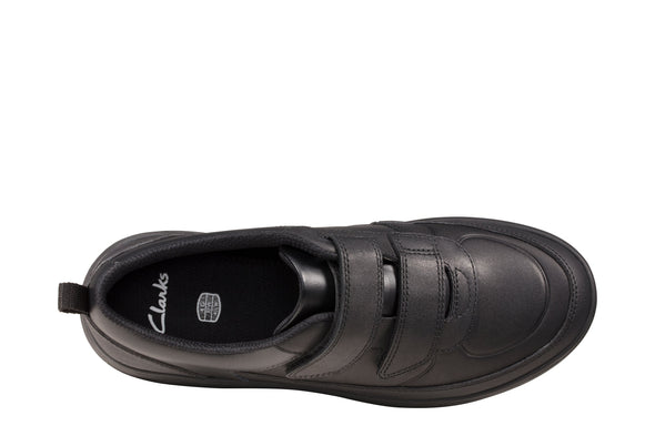 Clarks Scape Flare Youth  Black Leather - Wide Fit
