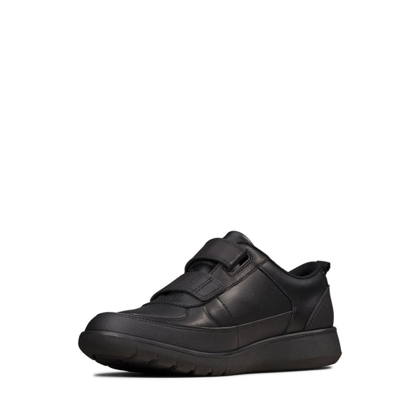 Clarks Scape Flare Youth  Black Leather - Wide Fit