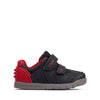 Clarks Rex Play Toddler Navy/Red Leather - Wide Fit