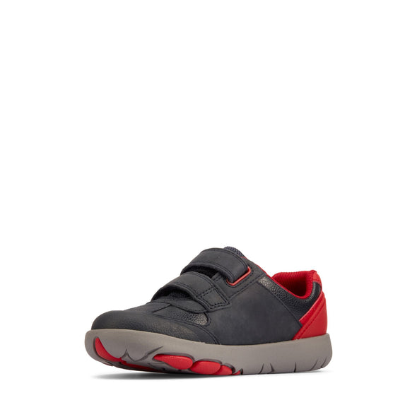 Clarks Rex Play Kid Navy/Red Leather - Standard Fit