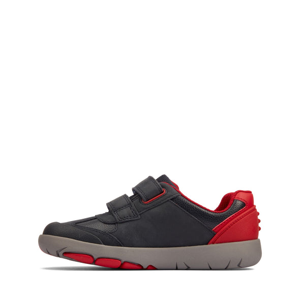Clarks Rex Play Kid Navy/Red Leather - Wide Fit