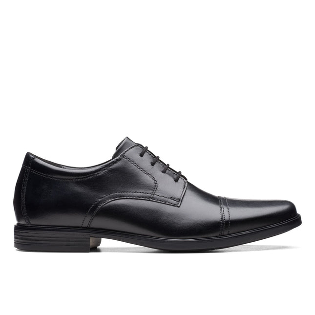 Clarks Howard Cap Black Leather - Wide Width