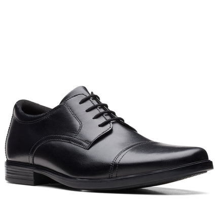 Clarks Howard Cap Black Leather - Wide Width