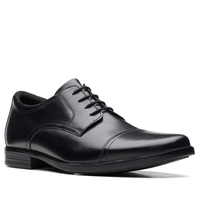 Clarks Howard Cap Black Leather - Wide Width