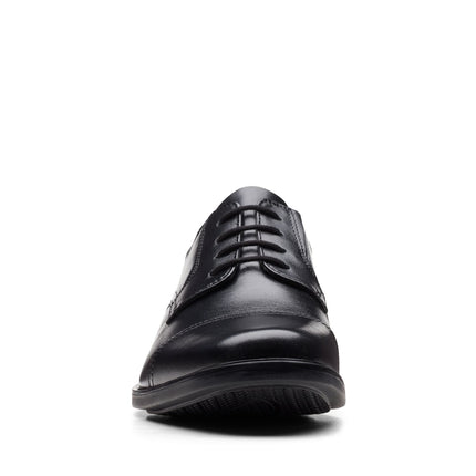 Clarks Howard Cap Black Leather - Wide Width