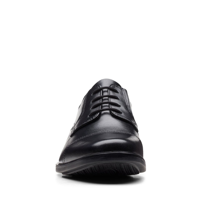 Clarks Howard Cap Black Leather - Wide Width