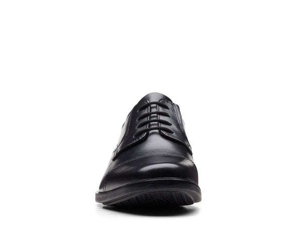 Clarks Howard Cap Black Leather - Wide Width