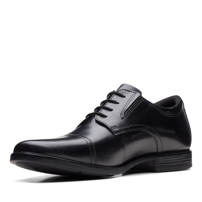 Clarks Howard Cap Black Leather - Wide Width