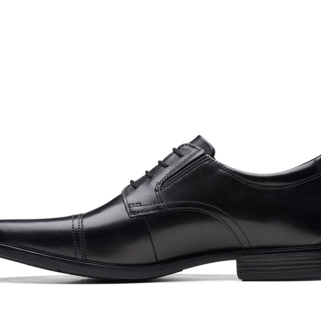 Clarks Howard Cap Black Leather - Wide Width