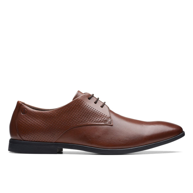 Clarks Boswyn Lace Dark Tan Leather - Standard Width
