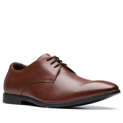 Clarks Boswyn Lace Dark Tan Leather - Standard Width