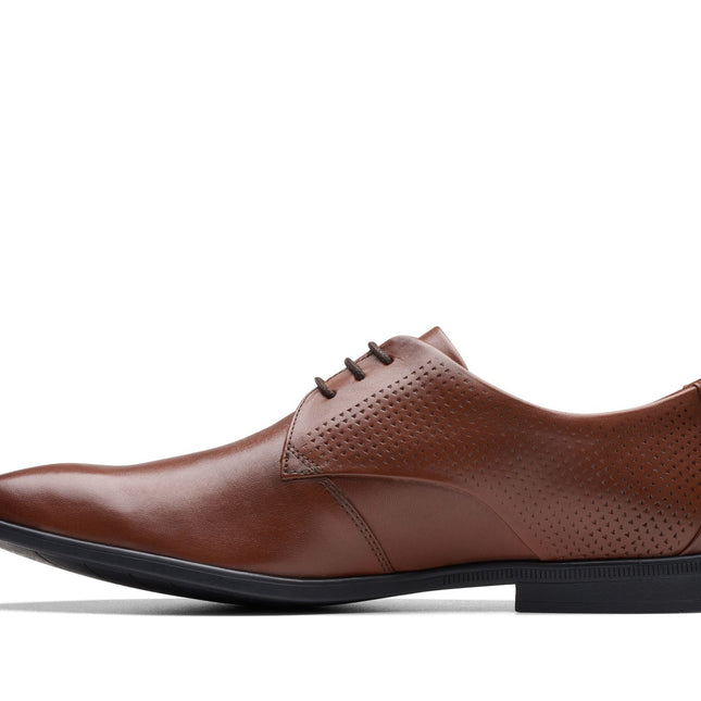 Clarks Boswyn Lace Dark Tan Leather - Standard Width