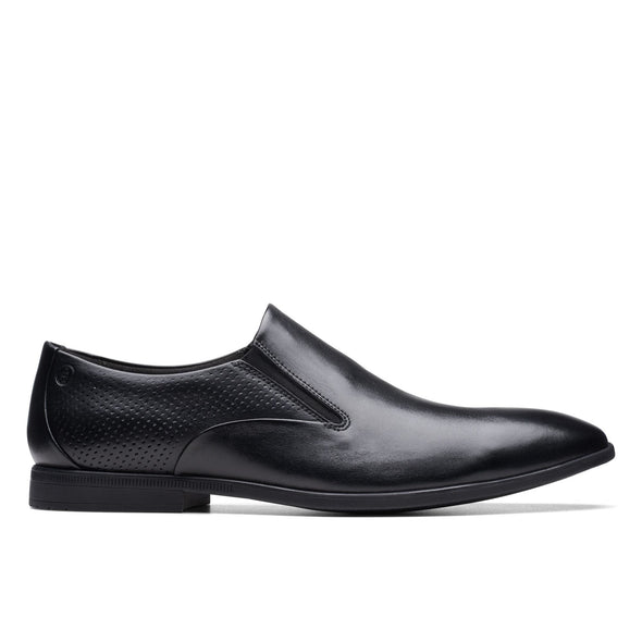 Clarks Boswyn Slip Black Leather - Standard Width