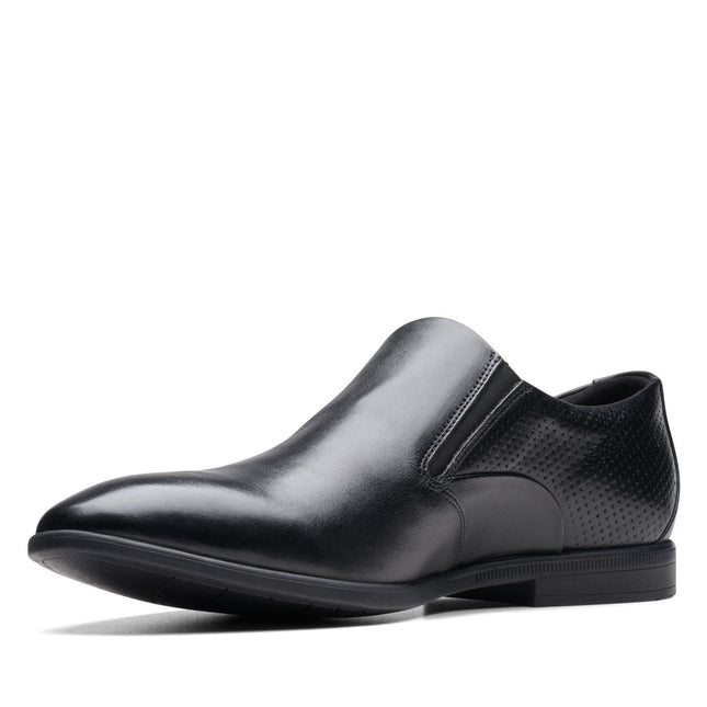 Clarks Boswyn Slip Black Leather - Standard Width