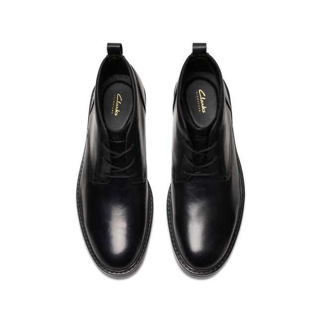 Clarks Aldwin Chukka Black Leather Smart Boots