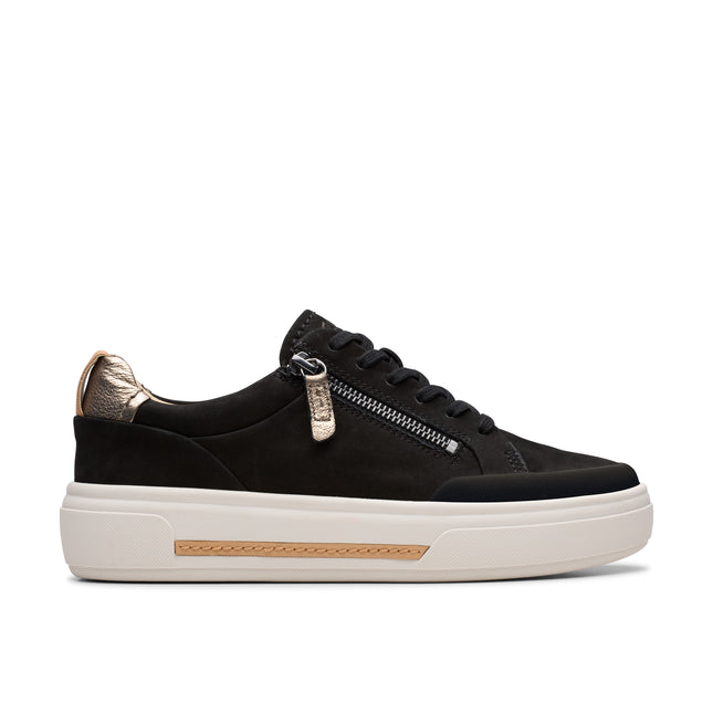 Clarks Hollyhock Zip Black Womens Trainers