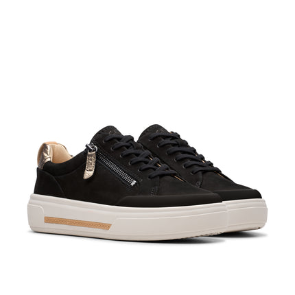 Clarks Hollyhock Zip Black Womens Trainers