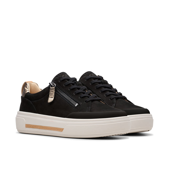 Clarks Hollyhock Zip Black Womens Trainers