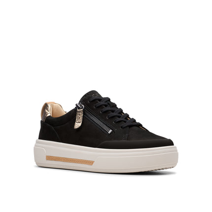 Clarks Hollyhock Zip Black Womens Trainers