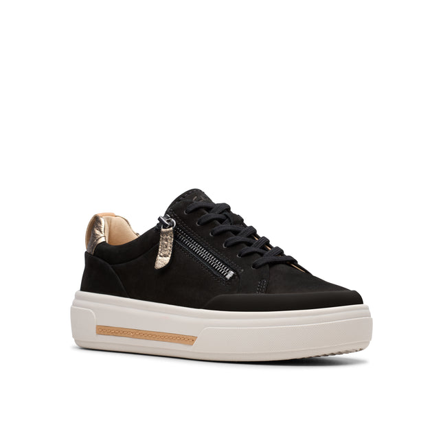 Clarks Hollyhock Zip Black Womens Trainers