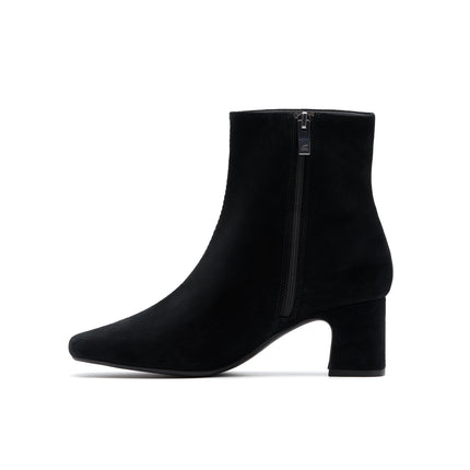 Clarks Fernie Zip Black Suede Dress Boots