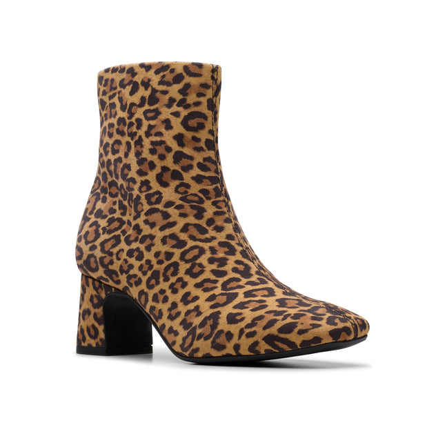 Clarks Fernie Zip Leopard Suede Dressy Boots
