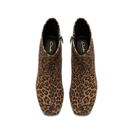 Clarks Fernie Zip Leopard Suede Dressy Boots