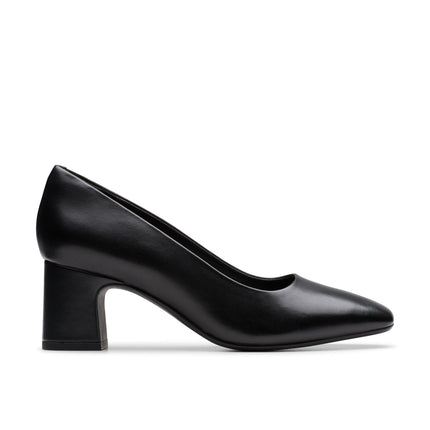 Clarks Fernie Court Black Leather Womens Heels