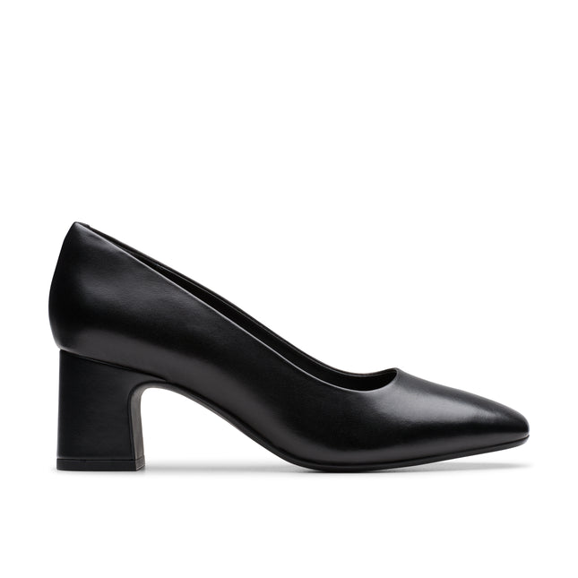 Clarks Fernie Court Black Leather Womens Heels