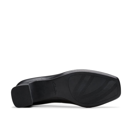 Clarks Fernie Court Black Leather Womens Heels