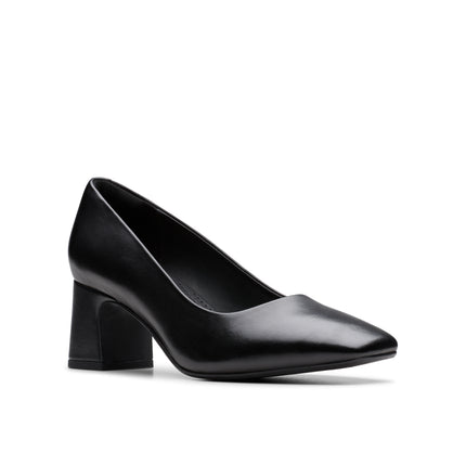 Clarks Fernie Court Black Leather Womens Heels