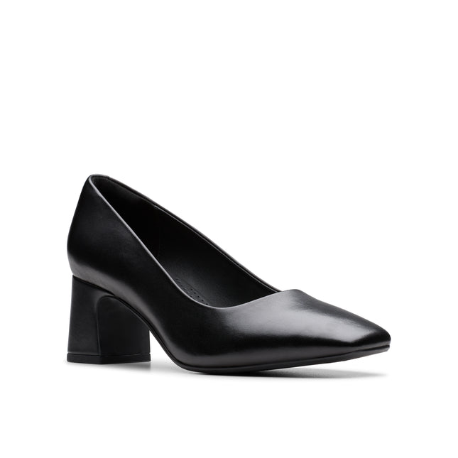 Clarks Fernie Court Black Leather Womens Heels