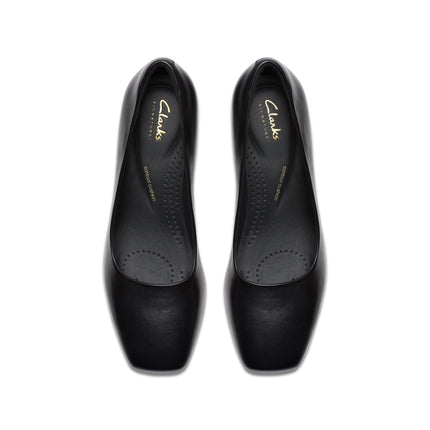 Clarks Fernie Court Black Leather Womens Heels