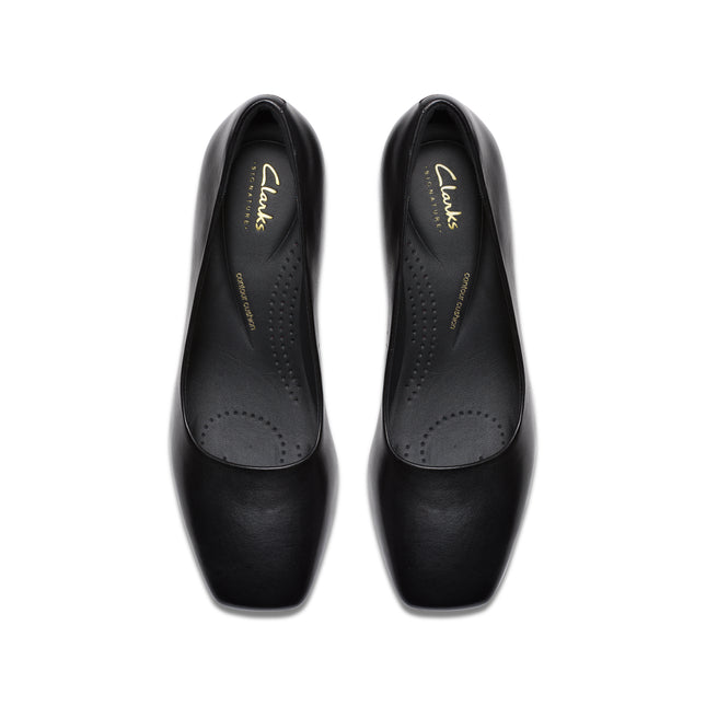 Clarks Fernie Court Black Leather Womens Heels