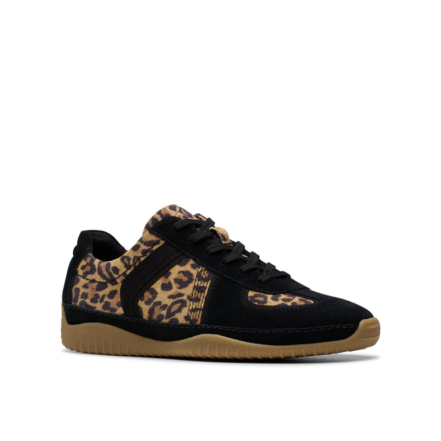 Clarks Meridor Lo Leopard Print Womens Trainers