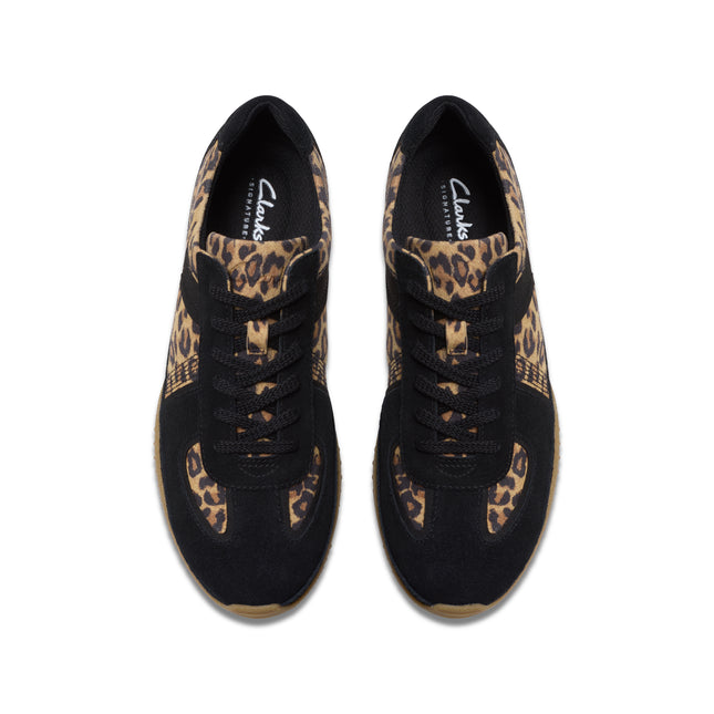 Clarks Meridor Lo Leopard Print Womens Trainers