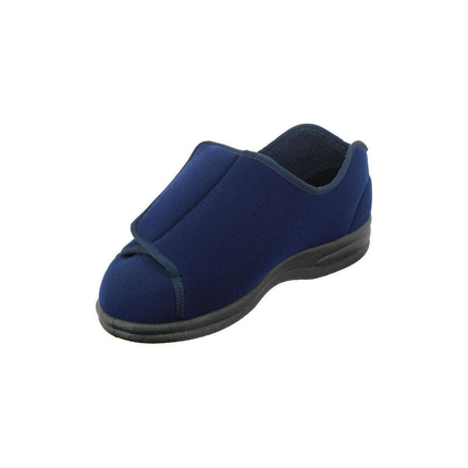 Mens FAR Granit Navy Wide-Fit Velcro Slipper – Extra-Room House Shoes with Shock-Absorbing Sole