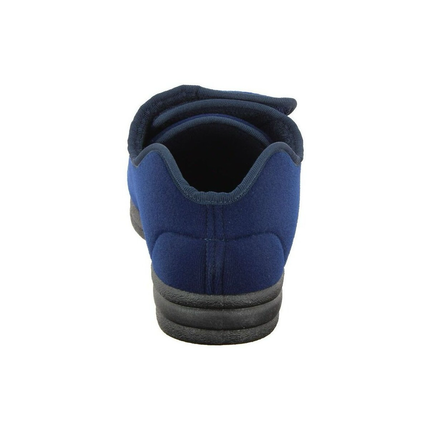 Mens FAR Granit Navy Wide-Fit Velcro Slipper – Extra-Room House Shoes with Shock-Absorbing Sole