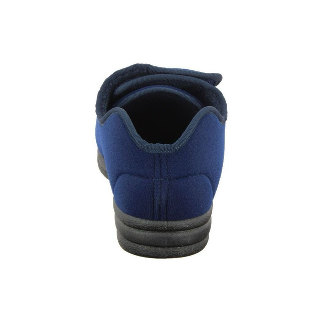 Mens FAR Granit Navy Wide-Fit Velcro Slipper – Extra-Room House Shoes with Shock-Absorbing Sole