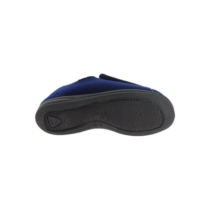 Mens FAR Granit Navy Wide-Fit Velcro Slipper – Extra-Room House Shoes with Shock-Absorbing Sole