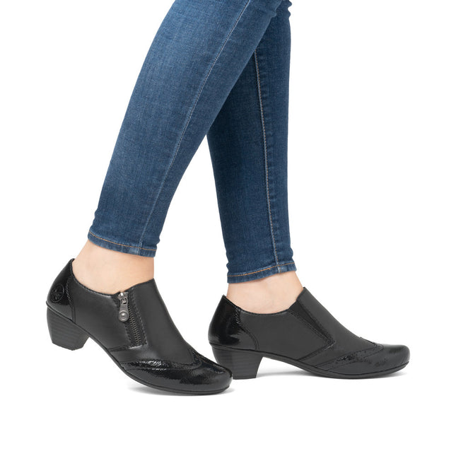 Rieker 41757-00 Ladies Black Heeled Shoes