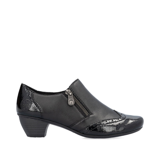 Rieker 41757-00 Ladies Black Heeled Shoes