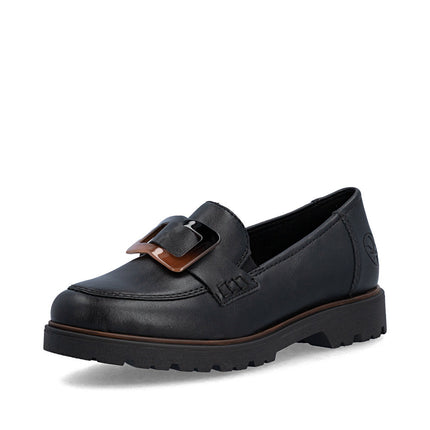 Rieker 45553-00  Black Ladies Casual Loafer Shoes