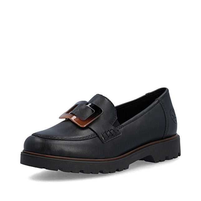 Rieker 45553-00  Black Ladies Casual Loafer Shoes